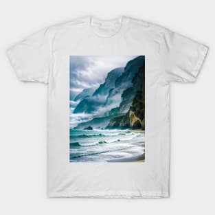 Foggy Cliffs by the Ocean T-Shirt